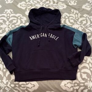 American Eagle Outfitters Navy and Teal Hoodie